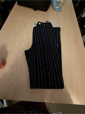 I.AM.GIA Black Pinstripe Wide-Leg Jumpsuit Pants